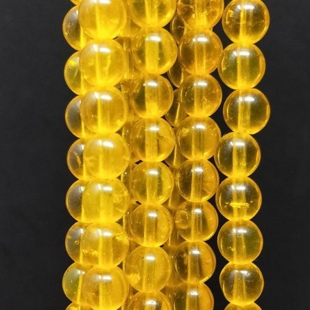 Cristallo Giallo Ambra Perline Forma Tondo Liscio 08mm
