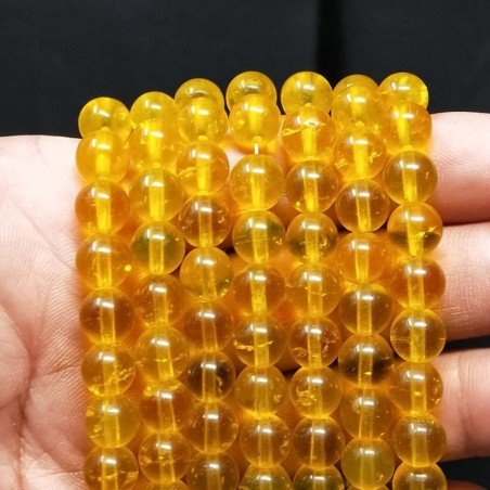 Cristallo Giallo Ambra Perline Forma Tondo Liscio 08mm