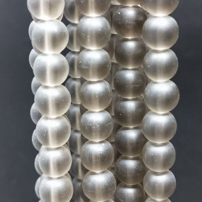 Quarzo Fume Perline Forma Tondo Liscio Satinato-Matte 08mm