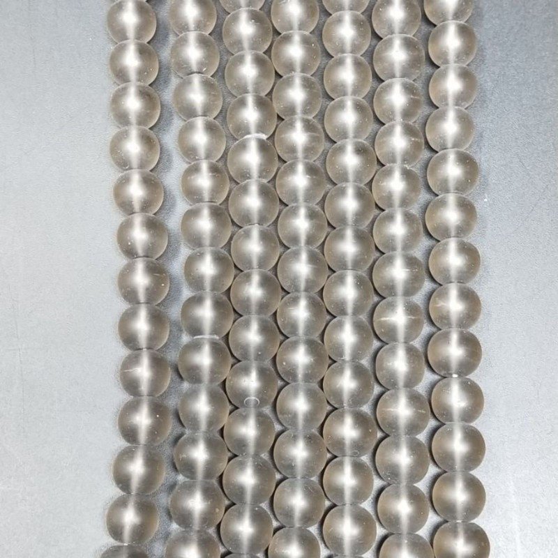 Quarzo Fume Perline Forma Tondo Liscio Satinato-Matte 08mm