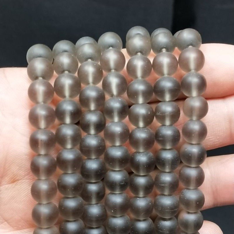 Quarzo Fume Perline Forma Tondo Liscio Satinato-Matte 08mm