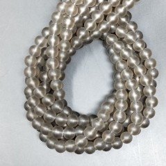 Quarzo Fumé Perline Forma Tondo Liscio Satinato-Matte 08mm