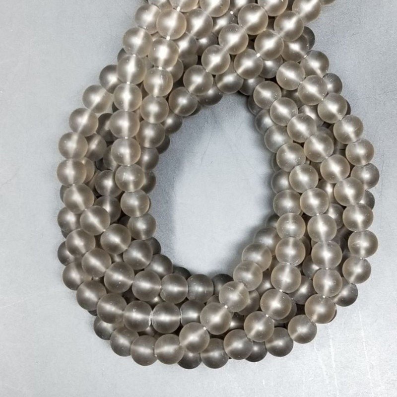 Quarzo Fume Perline Forma Tondo Liscio Satinato-Matte 08mm