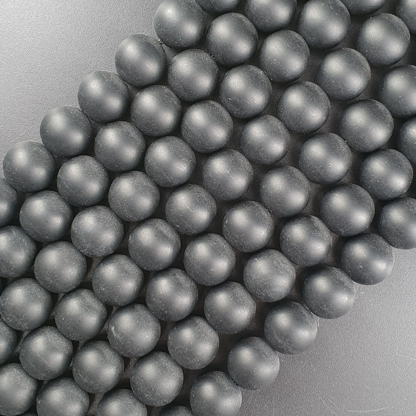 Onice Nera Perline Forma Tondo Liscio Satinato-Matte 12mm