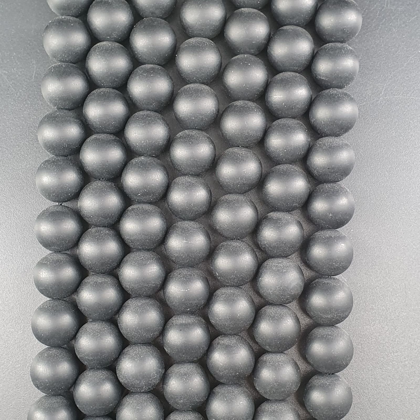 Onice Nera Perline Forma Tondo Liscio Satinato-Matte 12mm