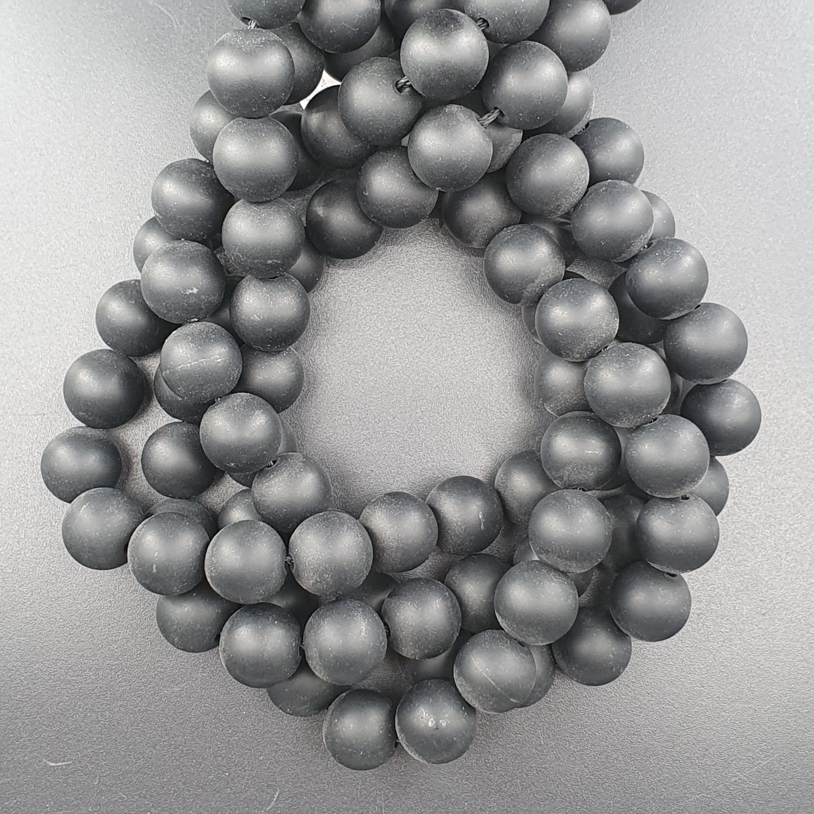 Onice Nera Perline Forma Tondo Liscio Satinato-Matte 12mm