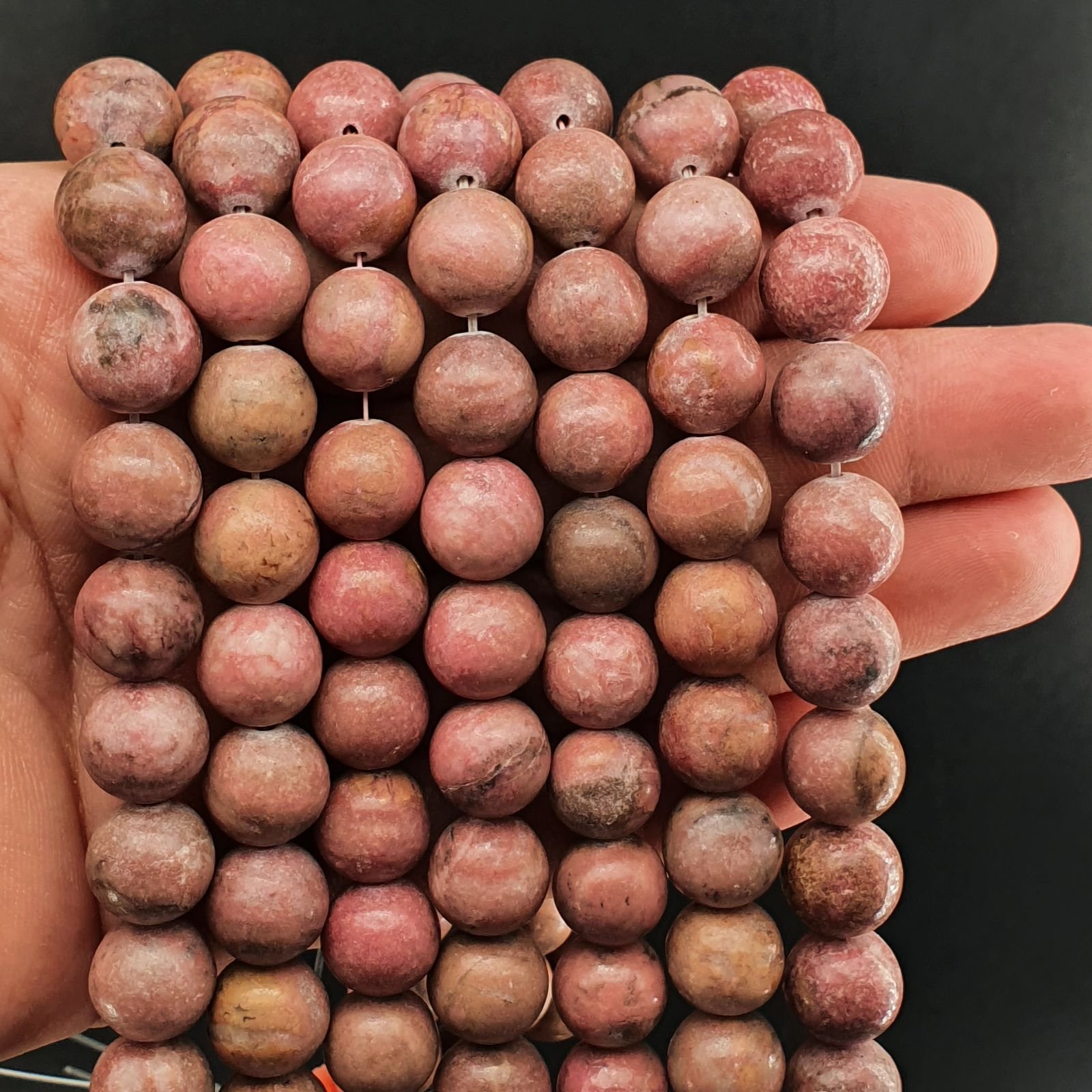 Rodonite Perline Forma Tondo Liscio 12mm