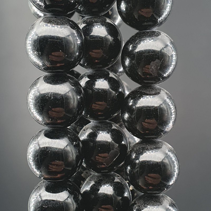 Cristallo Nero Tinto Perline Forma Tondo Liscio 10mm
