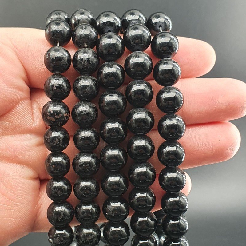 Cristallo Nero Tinto Perline Forma Tondo Liscio 10mm