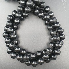 Cristallo Nero Tinto Perline Forma Tondo Liscio 10mm