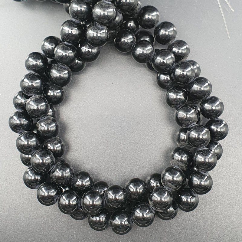 Cristallo Nero Tinto Perline Forma Tondo Liscio 10mm