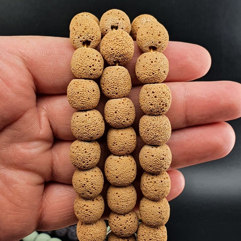 Pietra Lavica Gialla Perline Forma Tondo 12mm
