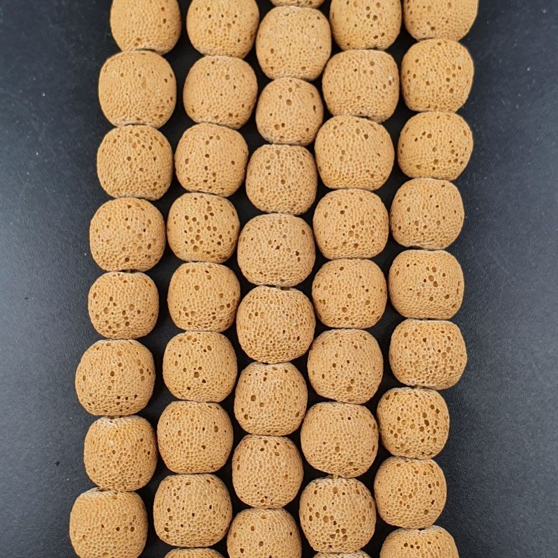 Pietra Lavica Gialla Perline Forma Tondo 12mm