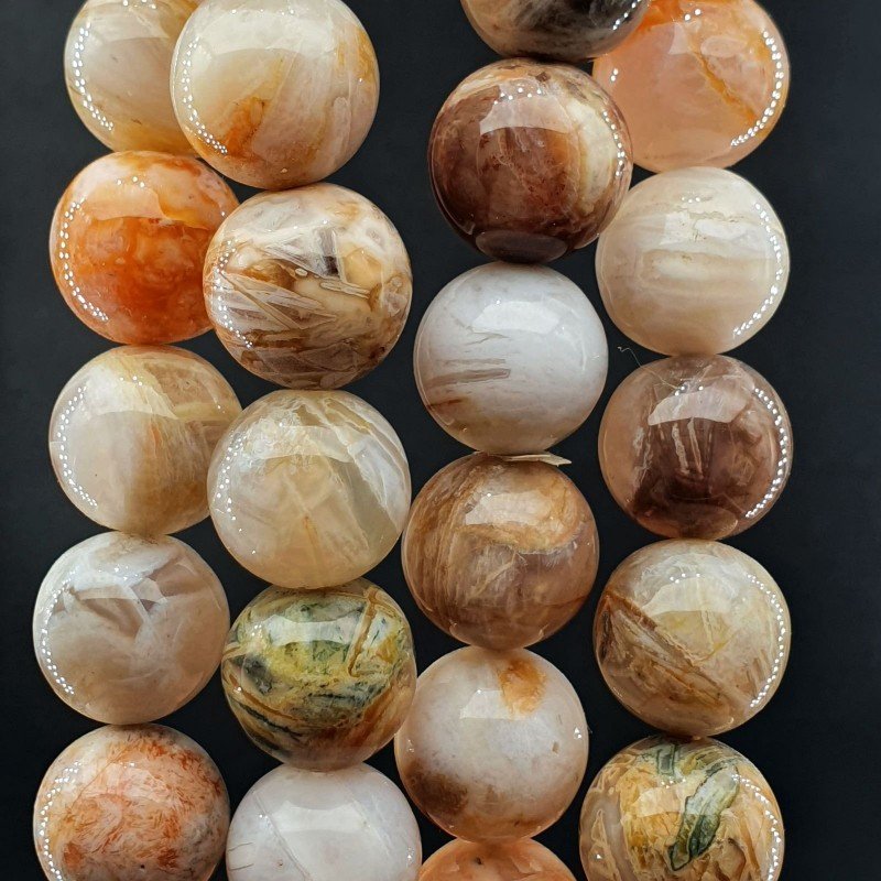 Agata Botswana Gialla Perline Forma Tondo Liscio 14mm