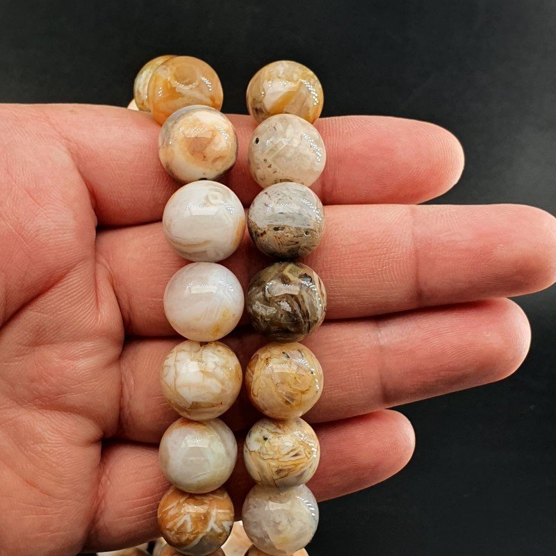 Agata Botswana Gialla Perline Forma Tondo Liscio 14mm