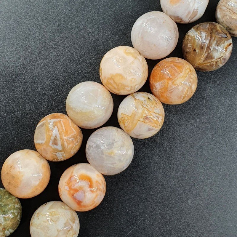 Agata Botswana Gialla Perline Forma Tondo Liscio 14mm