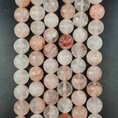 Quarzo Rutilato Rosso in Perline Forma Tondo Sfaccettato Foro Passante 14mm