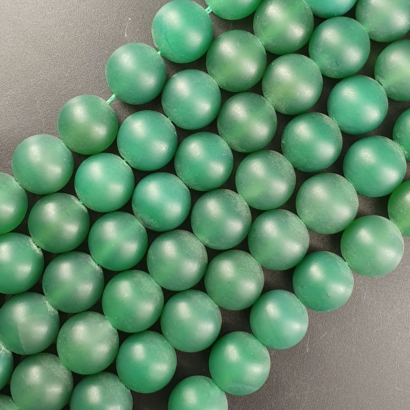 Agata Verde Satinato-Matte Perline Forma Tondo Liscio 12mm
