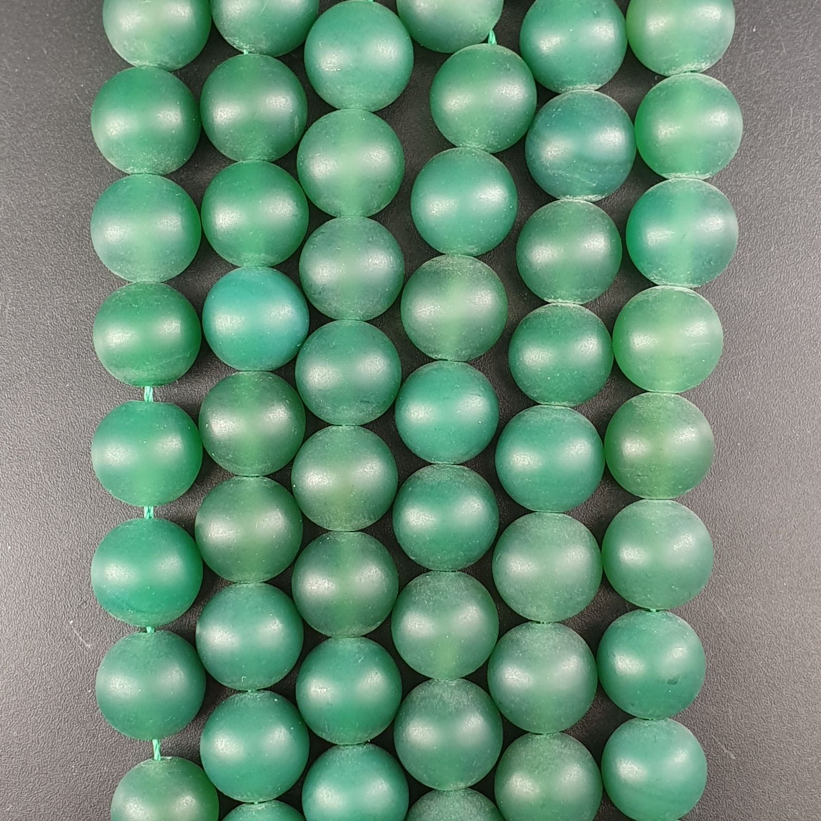 Agata Verde Satinato-Matte Perline Forma Tondo Liscio 12mm