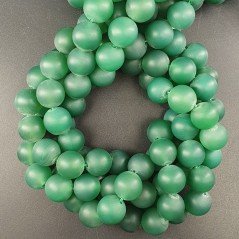 Agata Verde Satinato-Matte Perline Forma Tondo Liscio 12mm