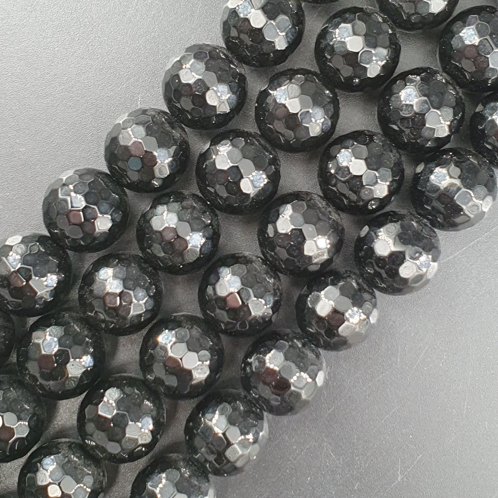 Onice Nera Perline Forma Tondo Sfaccettato 14mm