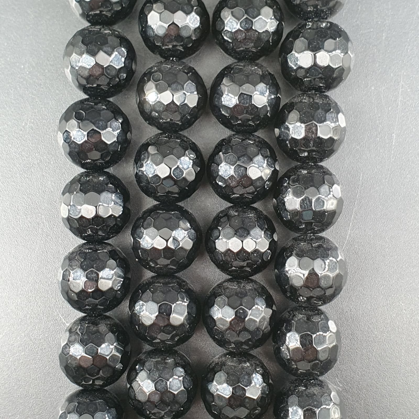 Onice Nera Perline Forma Tondo Sfaccettato 14mm