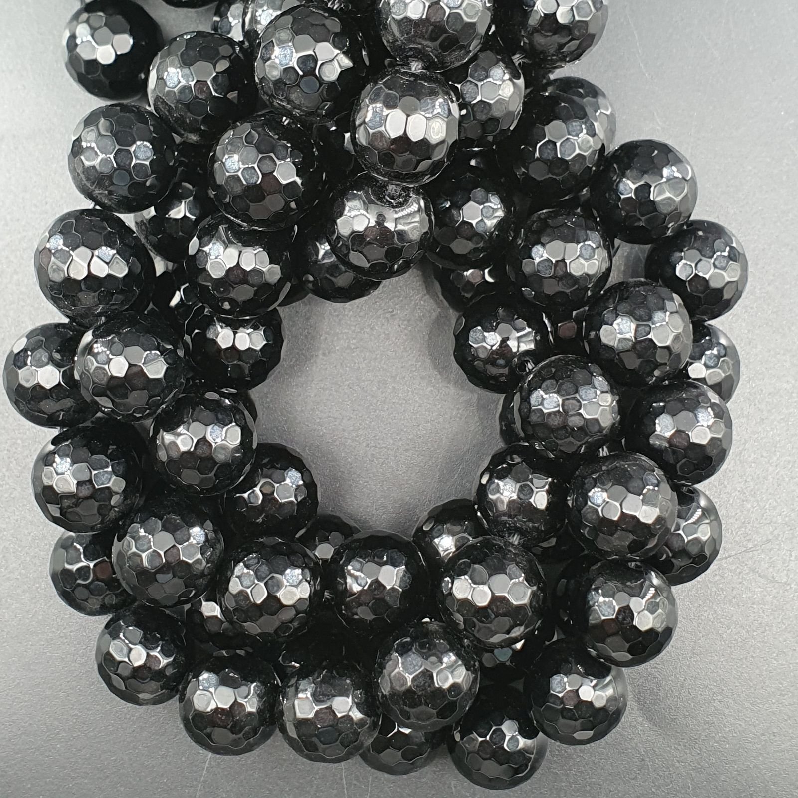 Onice Nera Perline Forma Tondo Sfaccettato 14mm