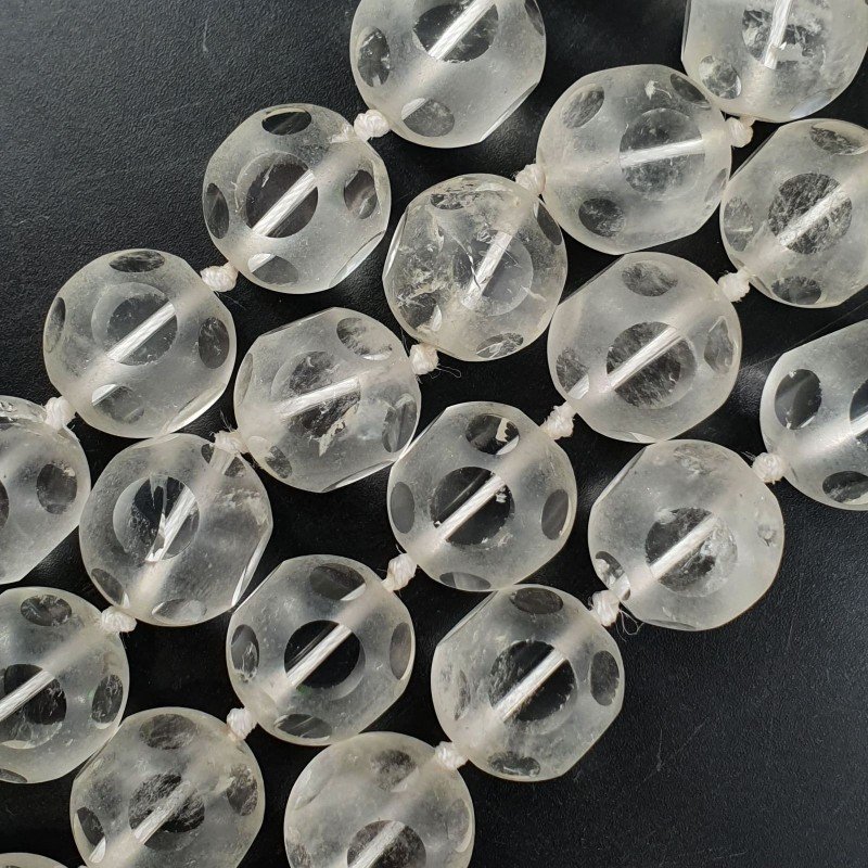 Cristallo Di Rocca Perline Forma Tondo Liscio Satinato-Matte 16mm