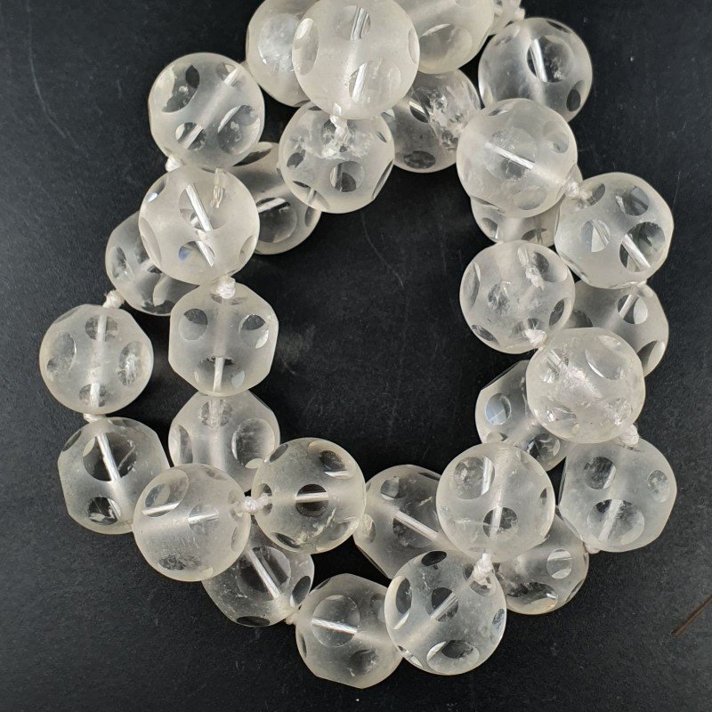 Cristallo Di Rocca Perline Forma Tondo Liscio Satinato-Matte 16mm