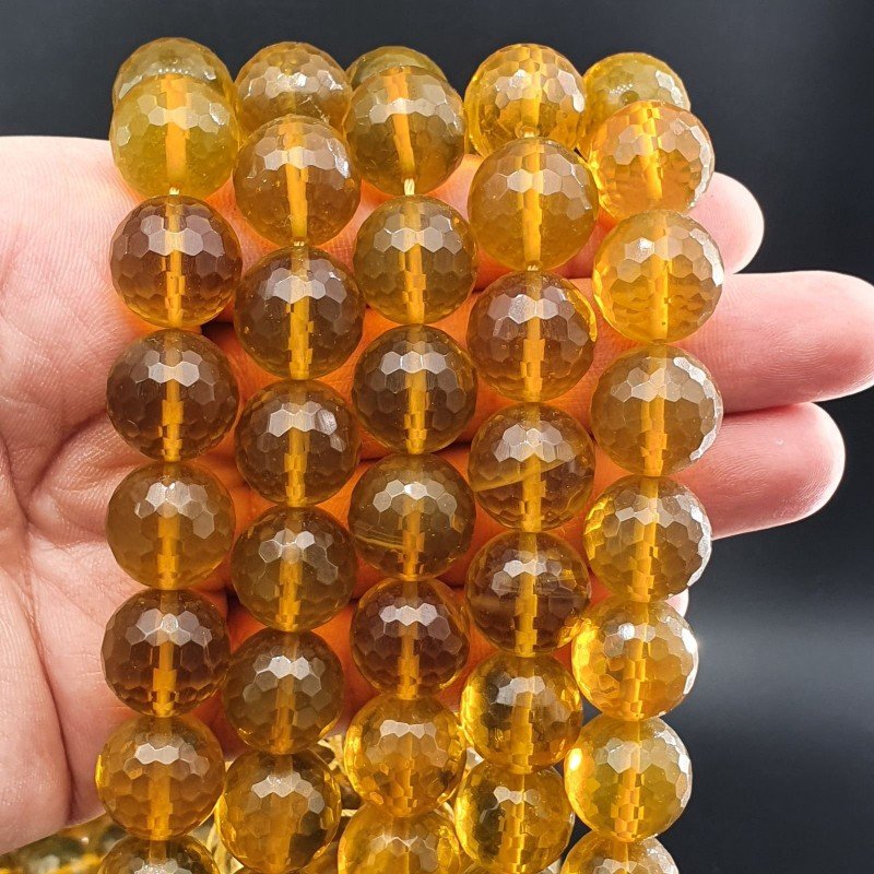 Topazio Giallo Idrotermale Perline Forma Tondo Sfaccettato 16mm