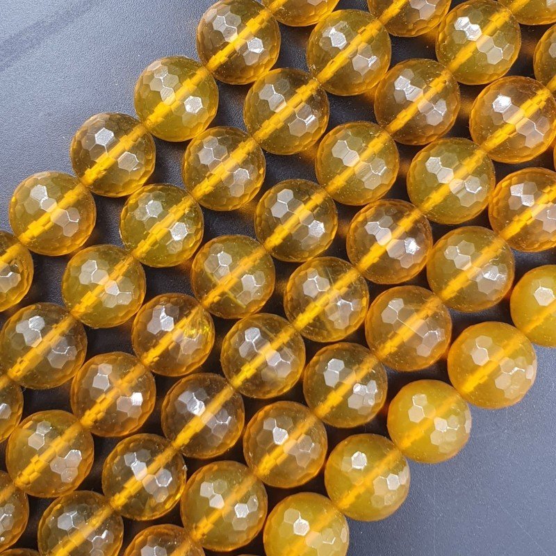 Topazio Giallo Idrotermale Perline Forma Tondo Sfaccettato 16mm