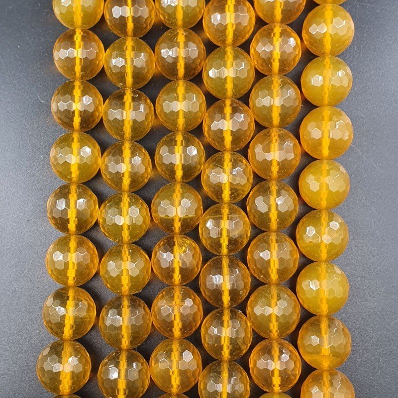 Topazio Giallo Idrotermale Perline Forma Tondo Sfaccettato 16mm
