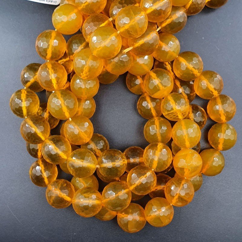 Topazio Giallo Idrotermale Perline Forma Tondo Sfaccettato 16mm