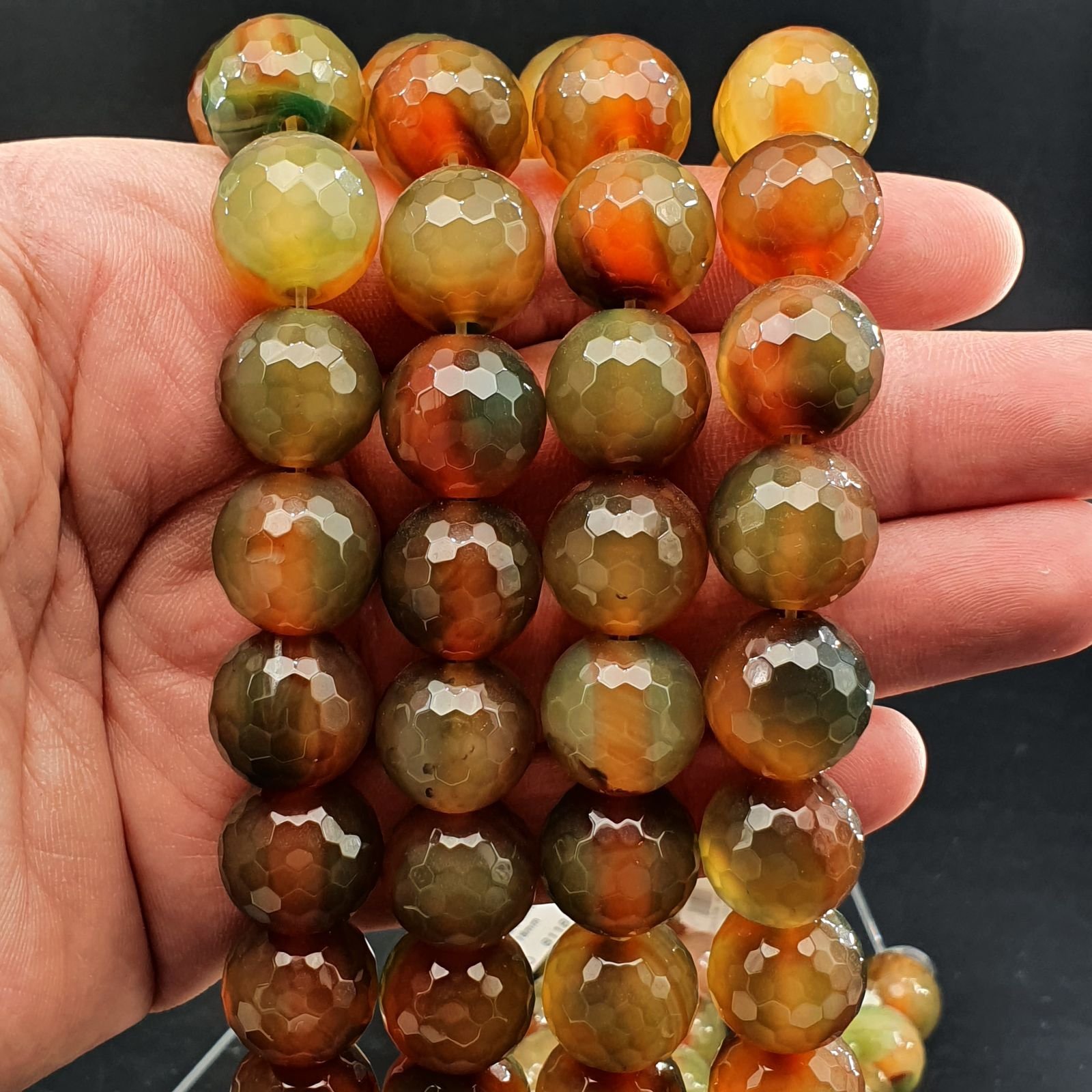Agata Bicolore Perline Forma Tondo Sfaccettato 16mm