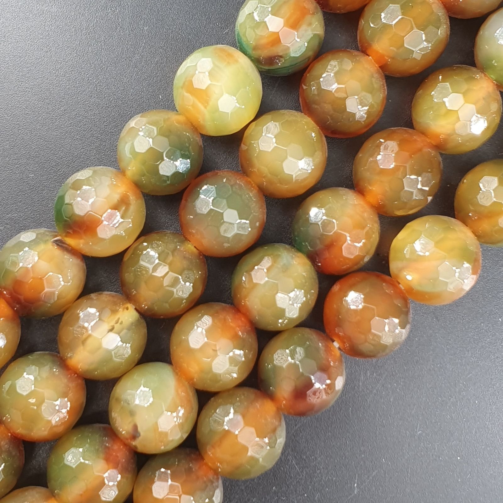 Agata Bicolore Perline Forma Tondo Sfaccettato 16mm