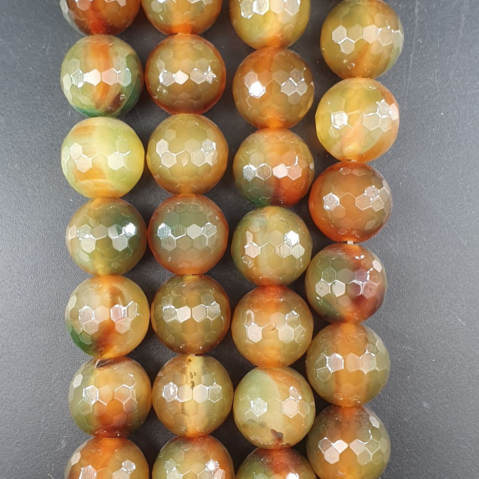 Agata Bicolore Perline Forma Tondo Sfaccettato 16mm