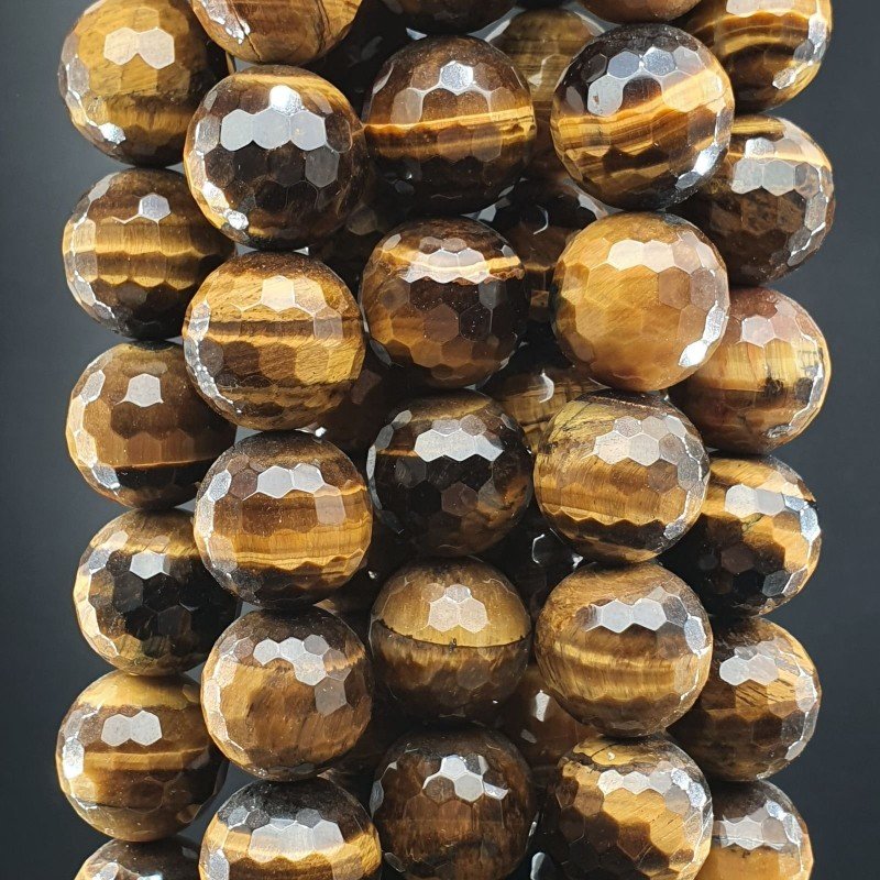 Occhio Di Tigre Perline Forma Tondo Sfaccettato 16mm
