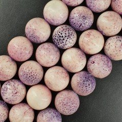Corallo Bamboo Spugna Viola Perline Forma Tondo Liscio 16mm