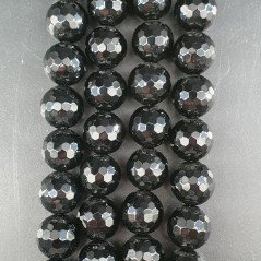 Onice Nera Perline Forma Tondo Sfaccettato 12mm