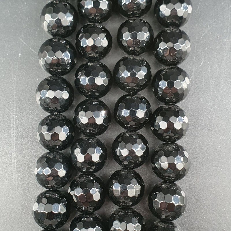 Onice Nera Perline Forma Tondo Sfaccettato 12mm