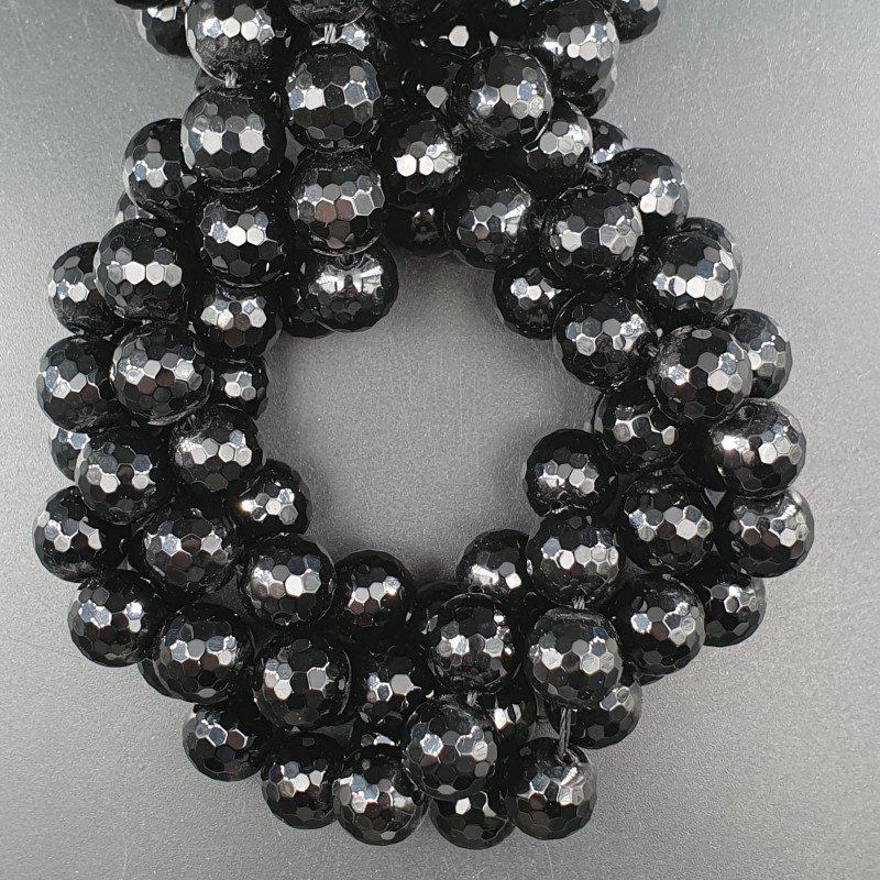 Onice Nera Perline Forma Tondo Sfaccettato 12mm