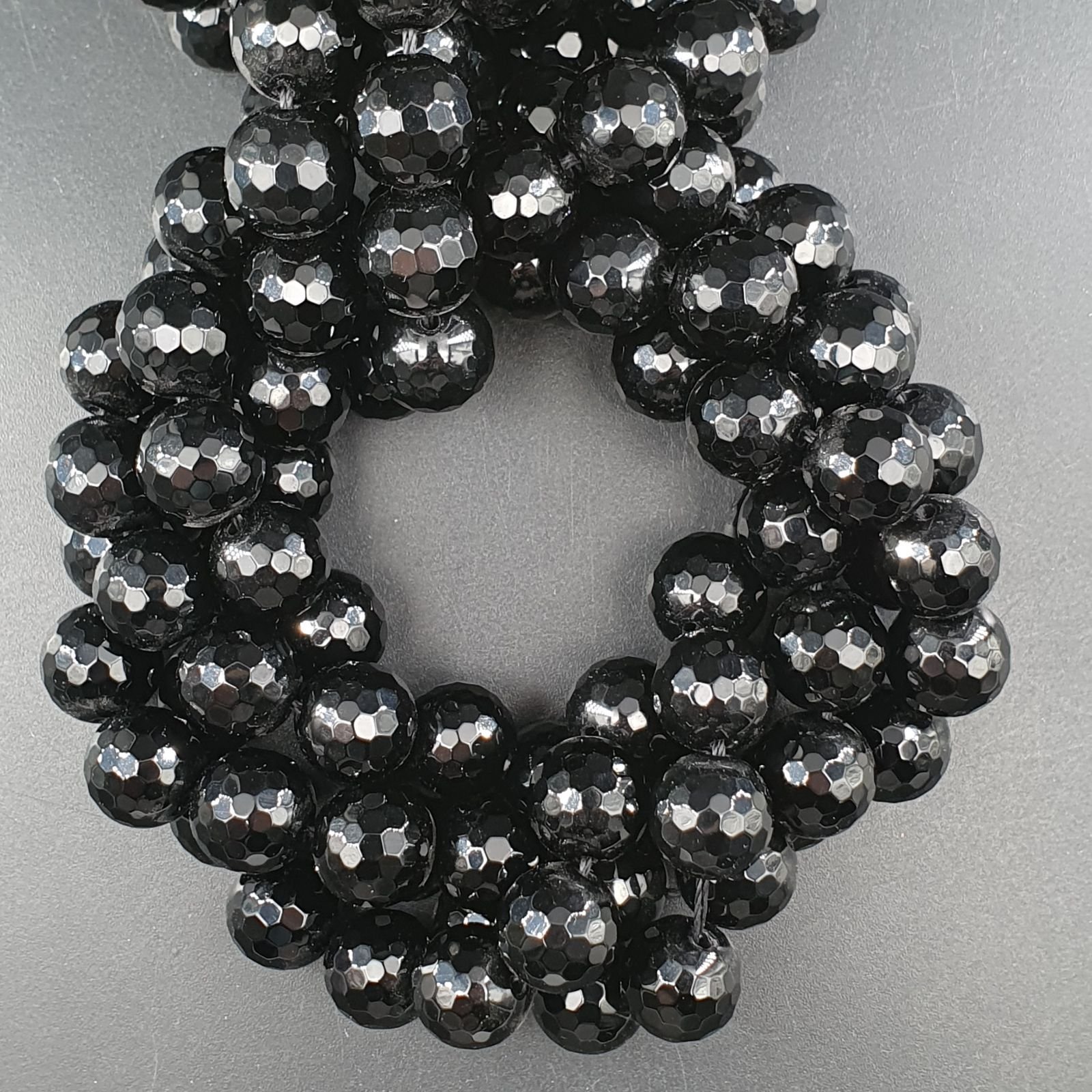 Onice Nera Perline Forma Tondo Sfaccettato 12mm