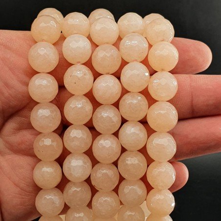 Giada Rosa Perline Forma Tondo Sfaccettato 12mm