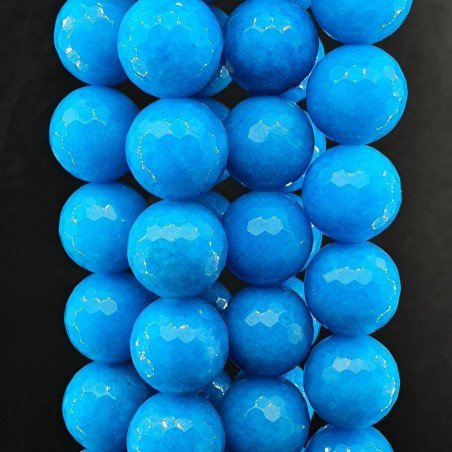 Giada Turchese Perline Forma Tondo Sfaccettato 14mm