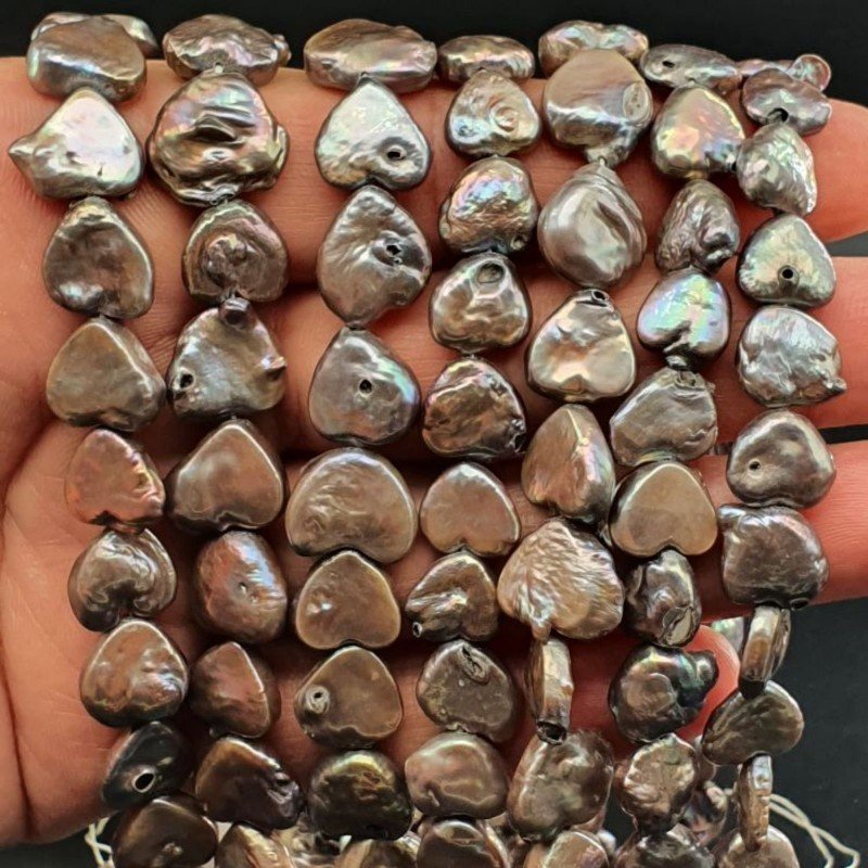 Perle di fiume peacock cuore 12mm