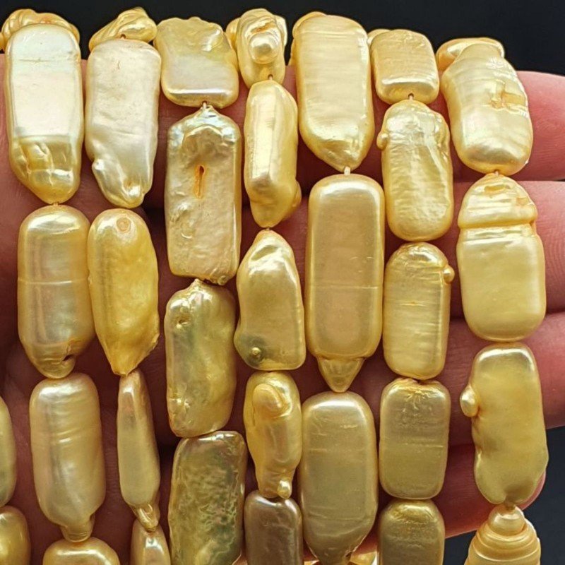 Perle di fiume giallo tubetti rigati 12x20mm Perle di fiume giallo tubetti rigati 12x20mm