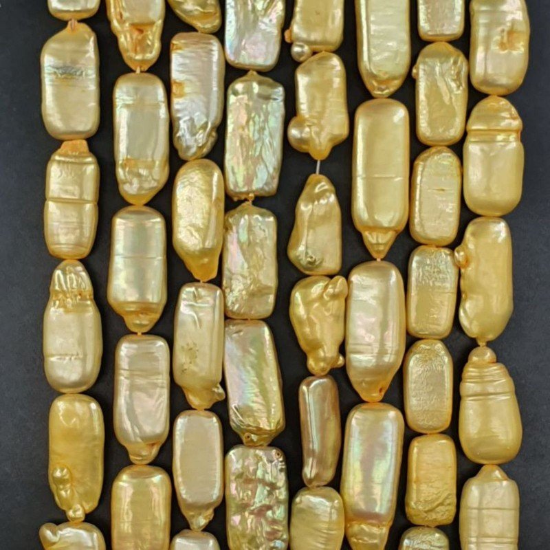 Perle di fiume giallo tubetti rigati 12x20mm Perle di fiume giallo tubetti rigati 12x20mm