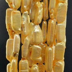 Perle di fiume giallo tubetti rigati 12x20mm Perle di fiume giallo tubetti rigati 12x20mm