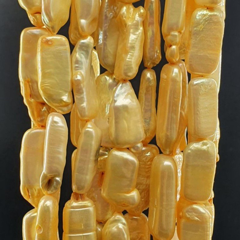 Perle di fiume giallo tubetti rigati 12x20mm Perle di fiume giallo tubetti rigati 12x20mm