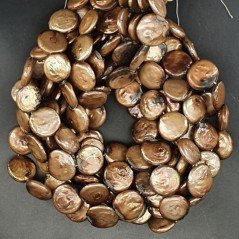 Perle di fiume marrone tondo piatto 20mm